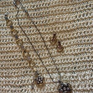 Brighton Jewelry Lot Necklace Bracelet Earrings Two Toned Floral